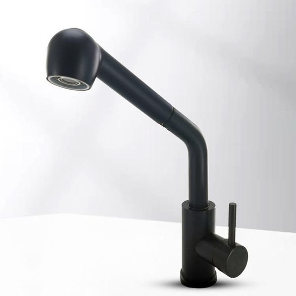 

sianco stainless steel black kitchen faucet single hole pull out sprayer head mixer tap rotatable sink fa jllgic