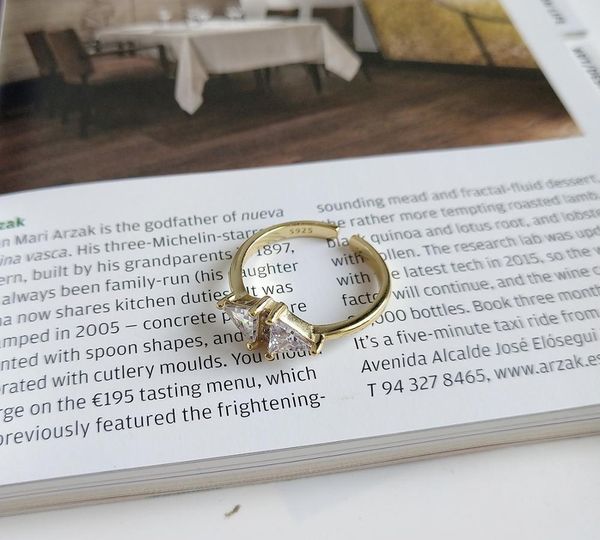

The Korean Women Triangular Zircon Ring Adjustable22