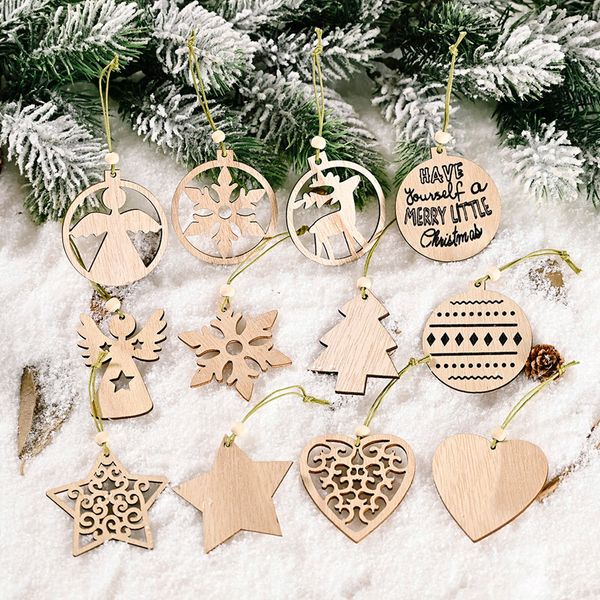 

рождество wood tree кулон 1212pcs мультфильм desktop украшение домашнего декора xmas snowflake болл висячие игрушки