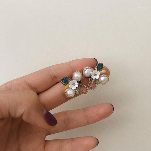 

aensoa natural stone flowers resin dangle earrings for women vintage geometric candy color drop earring fashion jewelry 20201, Silver