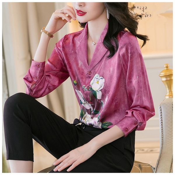 

long sleeve short coat 2020 new women's spring and autumn fashion printed cardigan short coat silk suit collarmulberry silk trend b, White;black