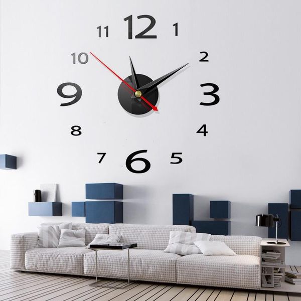 

diy digital wall clock home decoration mirror wall clock sticker acrylic modern design clock on the wall for living room