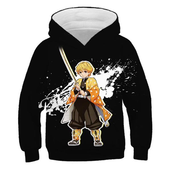 

autumn 3d anime demon slayer boy hoodies harajuku toddler kimetsu no yaiba sudadera long sleeve pullover sweatshirt costume, Black