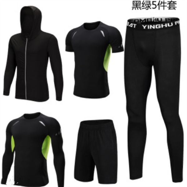 

five new fitness wear gym bodysuit piece night morning running suit men's equipment autumn winter, Gray