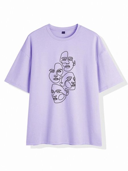 

men figure graphic drop shoulder tee q9zb#, White;black