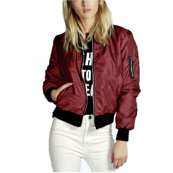 

2021 new women short spring fall motorcycle bomber jackets sleeve zipper streetwear solid jacket 87g6, Black;brown
