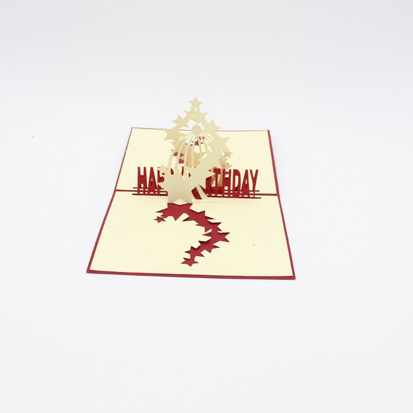

3d pop up handmade gift greeting blessing paper silhoue creative happy birhtday christmas cards kwe