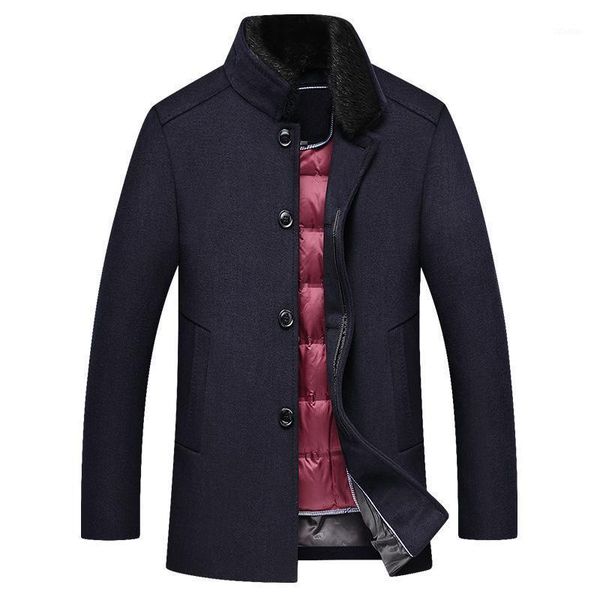 

winter old middle-aged father cashmere coat male or long and thickening of woolen cloth coat woollen1, Black