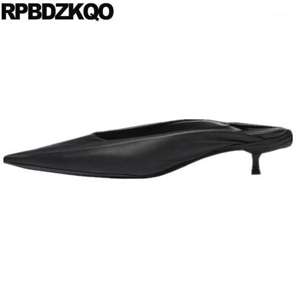 

medium heels size 4 34 silk kitten 2020 stiletto wedding mules slipper thin satin dress shoes women black pumps pointed toe red1