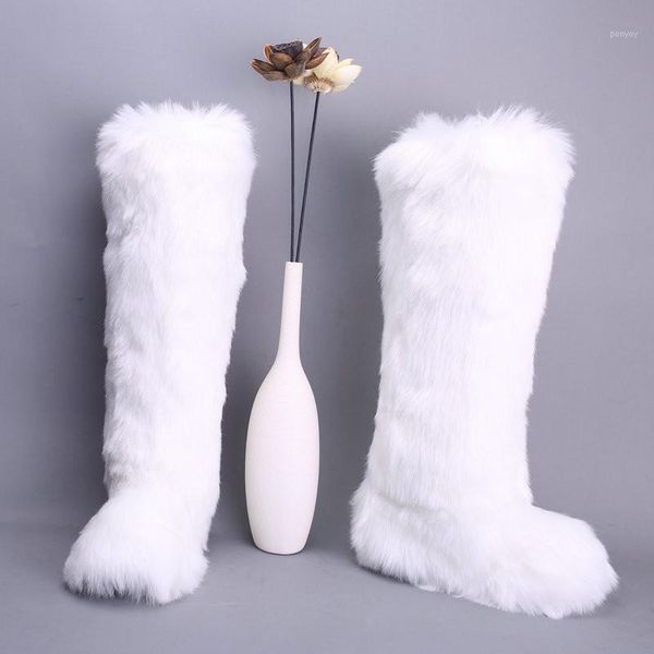 

women's winter warm snow boots women 2021 new plush long boots female fur warm shoes woman knee high boot plus size 431, Black