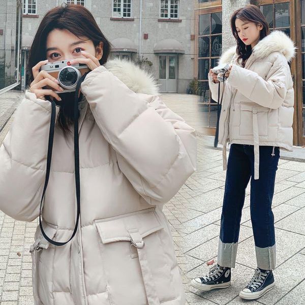 

women's down & parkas 2021 winter jacket faux big fur hooded coat women fashion jackets warm clothing casual m554, Black