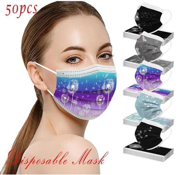 

2021 fashion dustproof face mask 3d printed non woven protective mask mouth masks adults anti dust windproof facemask