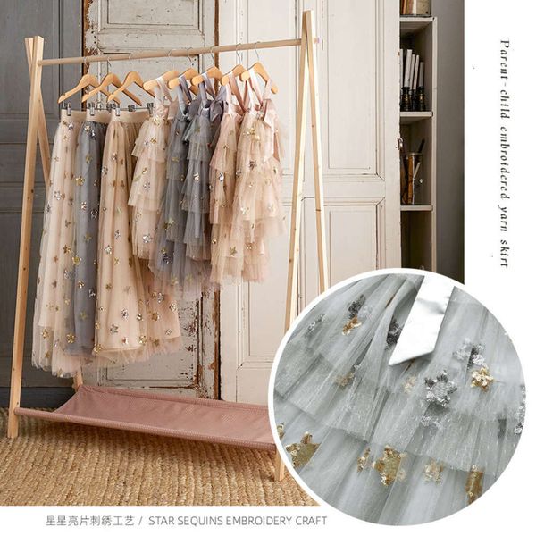 

mh lp same girls 20ins summer embroidery star children's skirt holiday parent child drs t8v8, Red;yellow