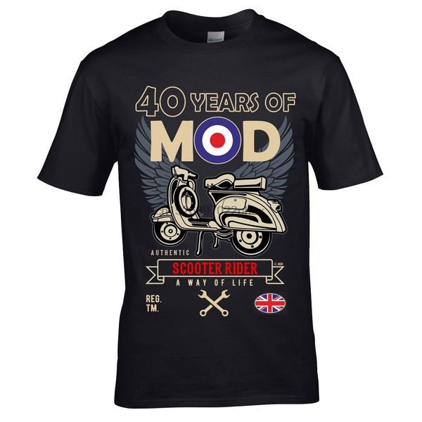 

40 years of mod slogan retro scooter rider scooterist motif for 40th birthday anniversary gift black sport sweatshirt hoodie t shirt