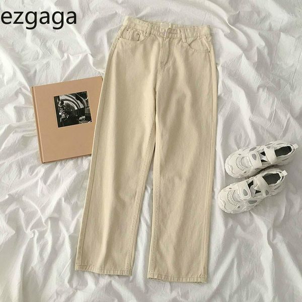 

women's jeans ezgaga streetwear autumn fashion denim joggers women high waist pants korean baggy long trouser solid casual 20211, Blue