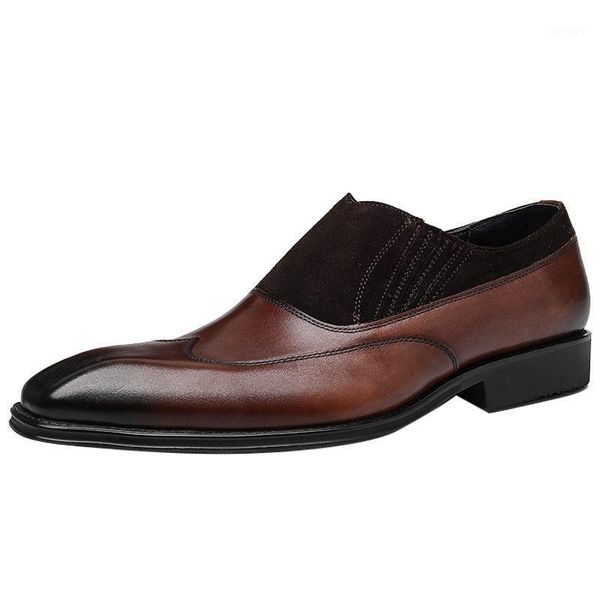 

mens casual business shoes genuine leather breathable british retro loafers male shoes wedding for men cowhide autumn1, Black