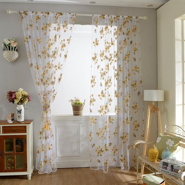 

voile window curtains rod pocket flower pattern sheer window curtain drapes for home bedroom living room wedding partydecoration