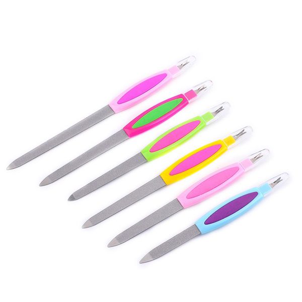 

double head dual-use stainless steel nail file dead skin fork manicure care buffer nail art profession tools random color