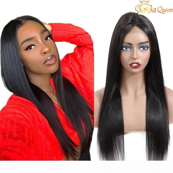 

9a lace front wigs human hair pre plucked brazilian straight lace wigs for black women natural color, Black;brown