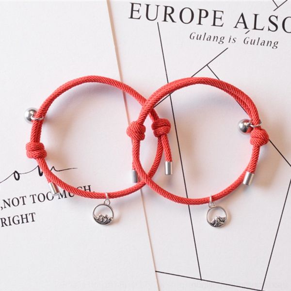 

g1zdl vow of boudoir red rope bracelet a pair beaded magnet silver love gift of gift bracelet giftknitting string jewelry nnfys, Golden;silver