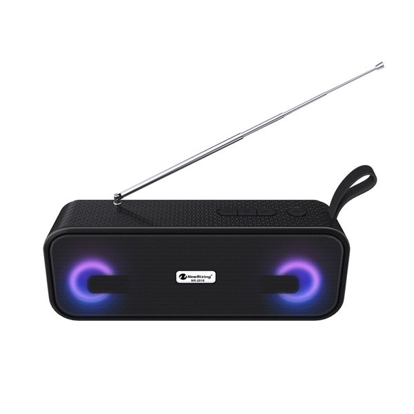 2023 Antena do alto -falante Bluetooth LED LIGHT FATHA PRACA 5.0 EDR Dual Woofer Radio FM 3D Est￩reo Gancho port￡til Pulso BT NR2016FML