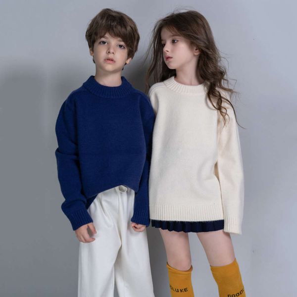 

color children's solid 2020 new british sle ba cashmere boys' and girls' pullover parent-child sweater, Blue