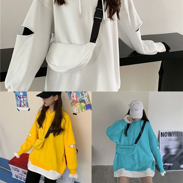 

zk7lu 2020 autumn fried street stitching loose hole fake two-piece coatsweater with sweater hooded coat coat backpack 23532 omxwu, Black
