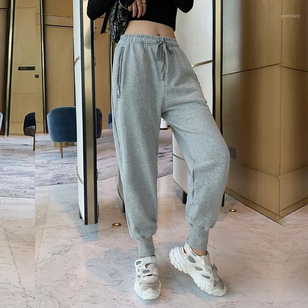 

women's pants & capris women sweatpants high waist loose casual joggers trousers hip hop grey streetwear korean style female clothes 20, Black;white