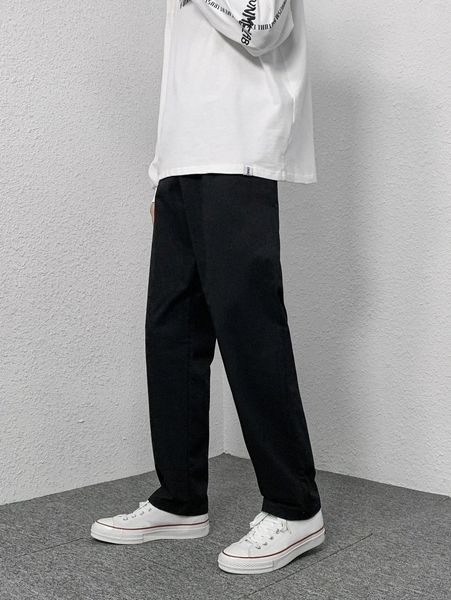 

men slant pocket pants j9lf#, Black