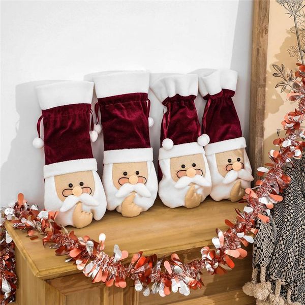 

glasses man flannel xmas festival party wine champagne bottle cover 37*17cm christmas decoration dhc2916