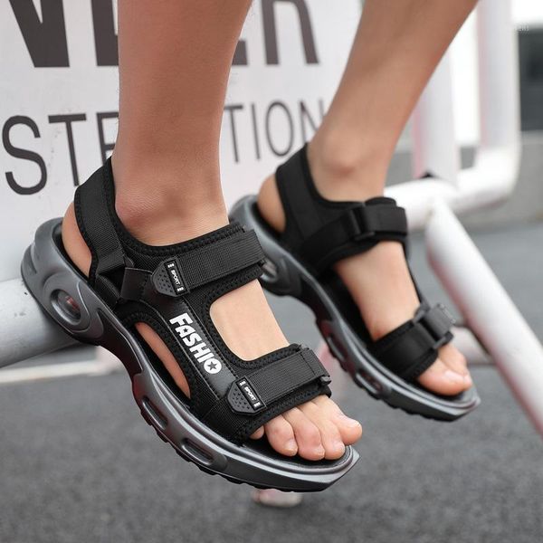 

summer new mens sandals outdoor fashion trend men's beach shoes gladiator air cushion sandals water shoes sandalia masculina1, Black