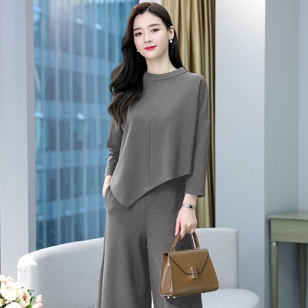 

h1ubm весной leg набор 2020 широкий и нога снижения возраста костюм suitwide носить брюки осени новых женщин suitshow тонкого иностранного с, Gray