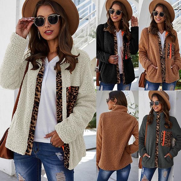 

women's fur & faux winter coat women hoodies fleece sweatshirts autumn jacket outwear leopard chaquetas mujer pull femme sudadera, Black