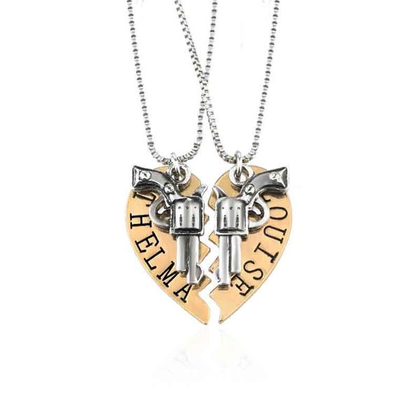 

pendant necklaces friends thelma & louise necklace broken heart puzzle bff jewelry 2pcs/set, Silver