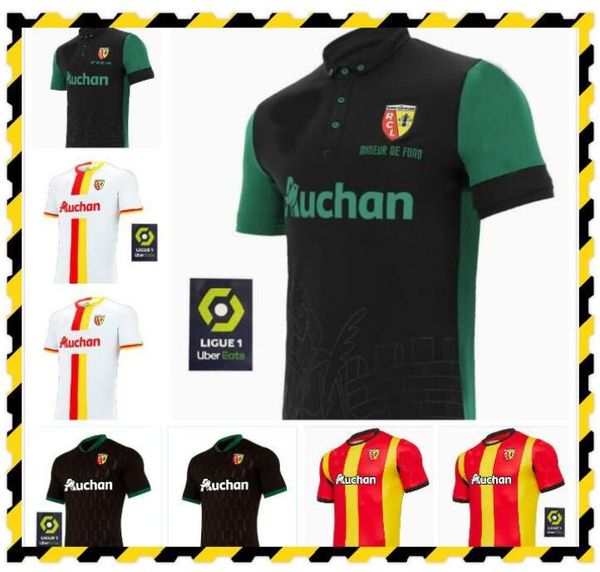 

20 21 rc lens home soccer jersey gradit fortes cahuzac perez 2020 2021 men kids kit rc lens maillot de foot camisa de futebol football shirt, Black;yellow