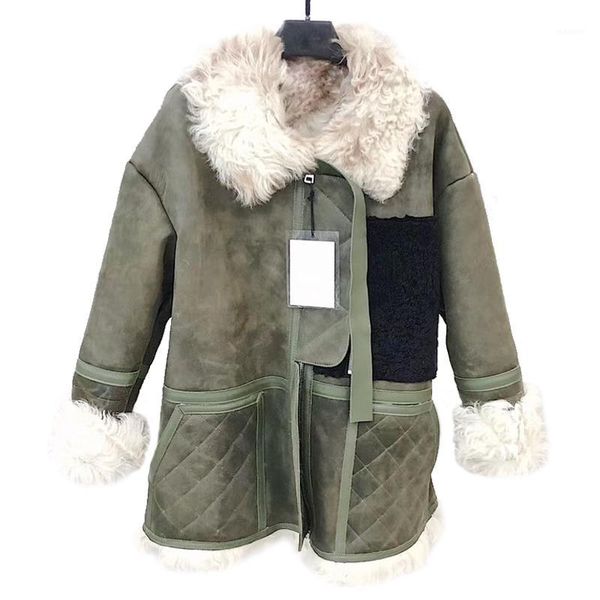 

2019 new natural sheep fur coat women real sheep shearling fur jacket winter genuine leather overcoats1, Black
