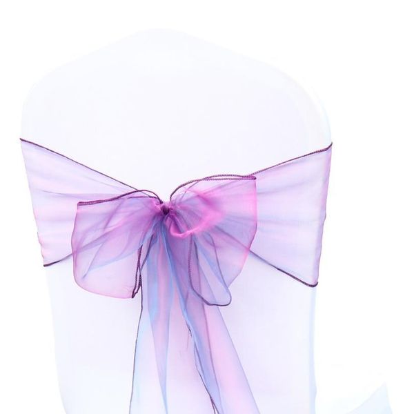 

50pcs/lot sheer ribbon organza wedding decorations chair sashes belt knot chair covers bow bands ties chairs decoration qylmnm