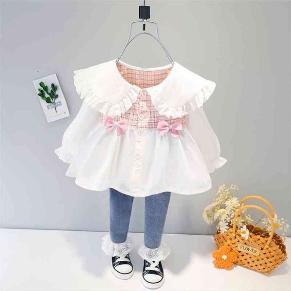 

toddler infant clothes spring autumn baby girls clothing sets lace bowknot princess pants children kids clothes, White