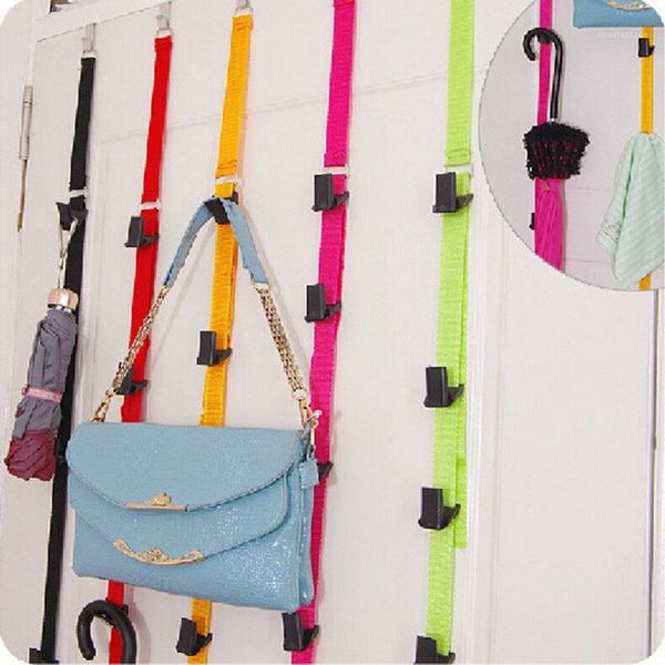 

hooks & rails 1pcs/lot over door straps hanger adjustable hat bag organizer handbags/purses/scarves/hats in hanging package with 8 hook1
