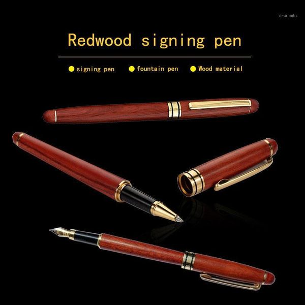

retro wooden pen business office ballpoint pen fashion meeting fountain school student mahogany signing1