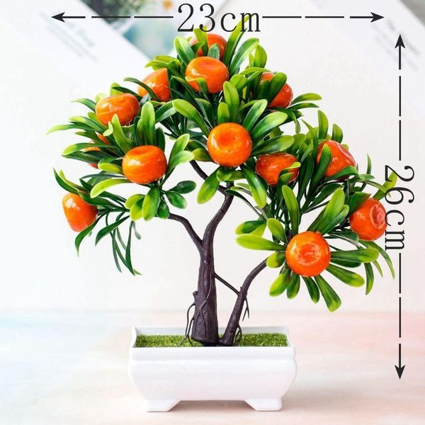 

bonsai artificial plants mandarin orange blooming fruit tree potted for home/garden/wedding decoration fake plant craft supplies1