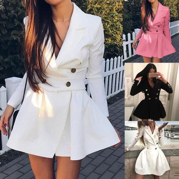 

trendy new style office work dress fashion women long sleeve v-neck solid button fit dress party winter vestidos1, Black;gray