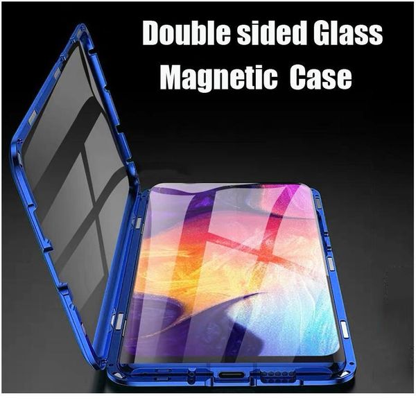 

magnetic phone case for samsung galaxy a50 a70 a30 a20 a50s a20s a10s double sided tempered glass metal adsorption fund qylvol