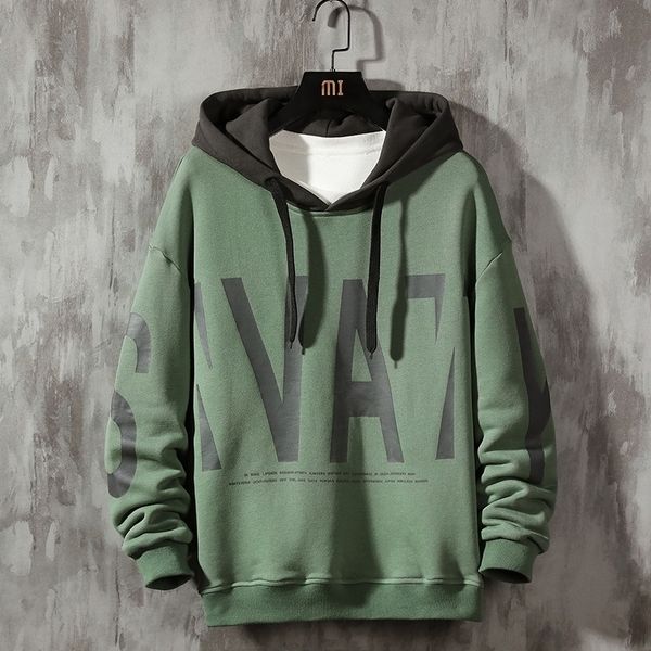 

casual hoodies men o-neck autumn new male hooded sweatshirt letter printing mens hip hop high streetwear pullover clothes 201104, Black