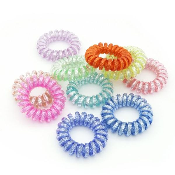 

размер 3.5cm блестки телефонный провод кольцо ободки gum bands elastic волос для девочек аксессуары hairbands sqcfop bdefashion, Silver