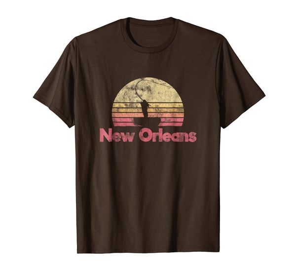 

new orleans louisiana retro fishing t-shirt, White;black