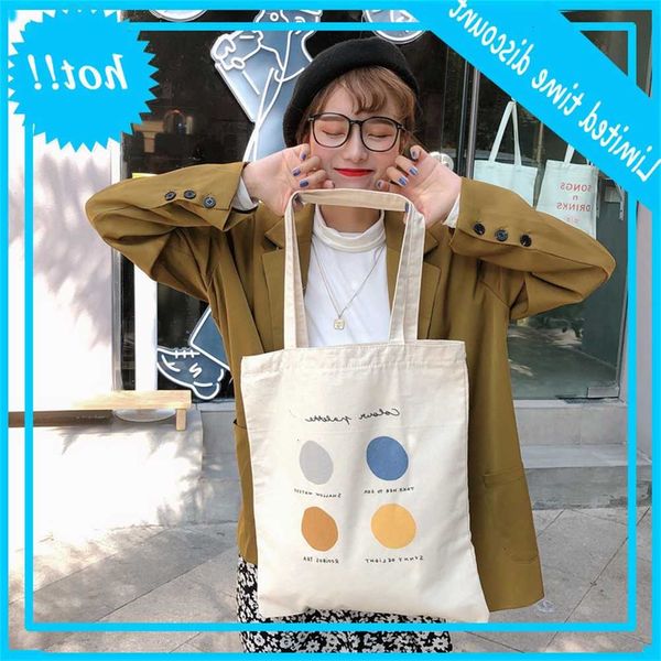 

911184 fresh color palette canvas ins soft girl large capacity shoulder bag student