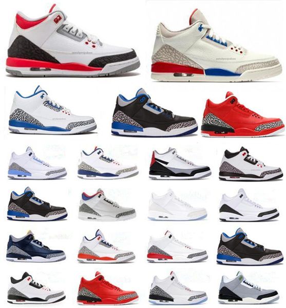 

discount quality pure white 3 mens basketball shoes new 3s tinker katrina jth throw linell blue black red cement sneakers