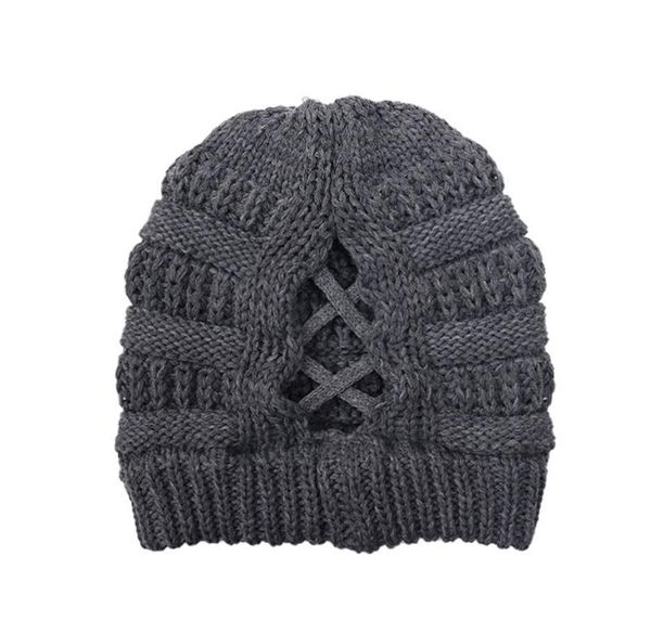 

women knitted caps criss cross ponytail beanie winter warm outdoor woolen hat ski skull k jllcug dh_garden, Blue;gray