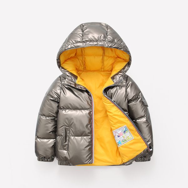 

8jacket girls new boys style middle down and large children's bright face gilt thickened warm hooded off season winter coat 9, Blue;gray